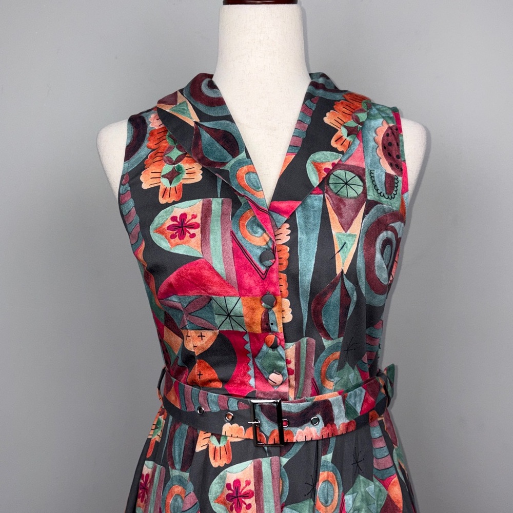 Miss Lulo Jani Modernist Art Vintage/Retro Inspired Dress SZ S - Picture 3 of 13
